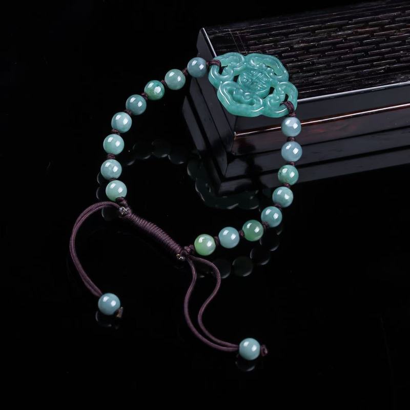 天然ジェダイトAグレードブレスレット オリジナルデザイン フ - Men'S Fashion Jewelry のレビューと価格