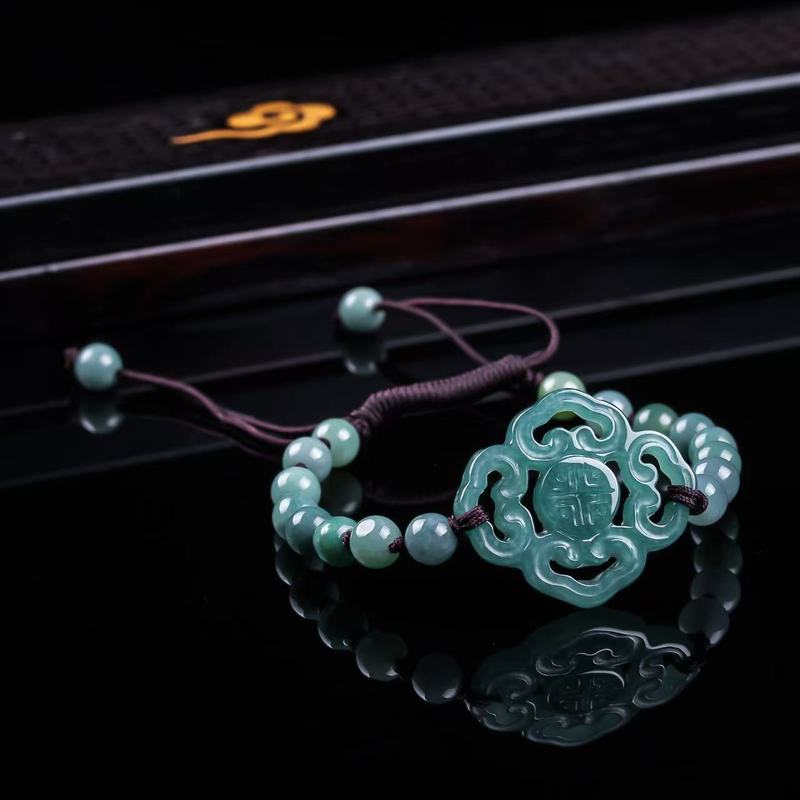 天然ジェダイトAグレードブレスレット オリジナルデザイン フ - Men'S Fashion Jewelry のレビューと価格