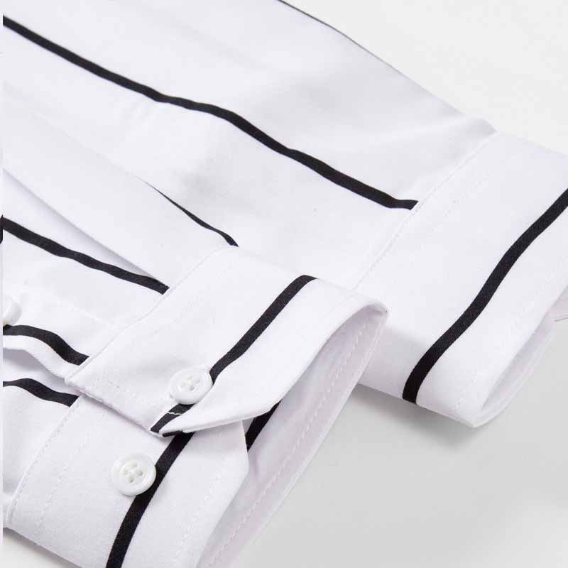 メンズストライプドレスシャツ長袖スリムフィットフォーマルビジ - Mens Fashion Dress Shirts のレビューと価格