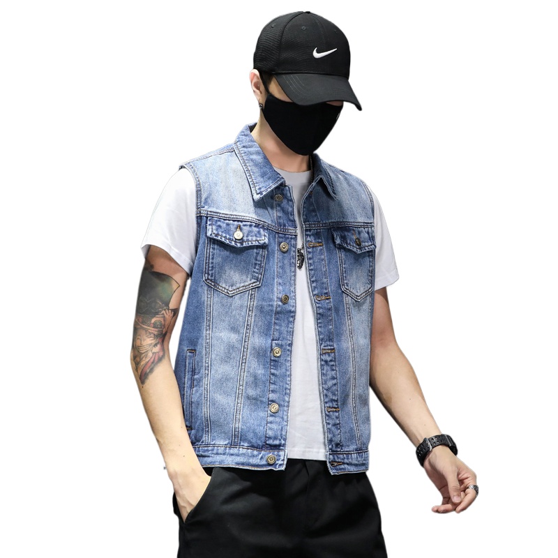 新しいファッション男性ブルーデニムベストチョッキノースリーブ - Men'S Fashion Vest With Jeans のレビューと価格
