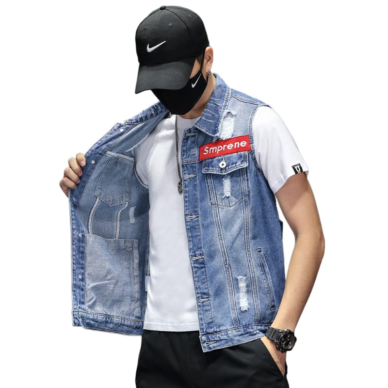新しいファッション男性ブルーデニムベストチョッキノースリーブ - Men'S Fashion Vest With Jeans のレビューと価格