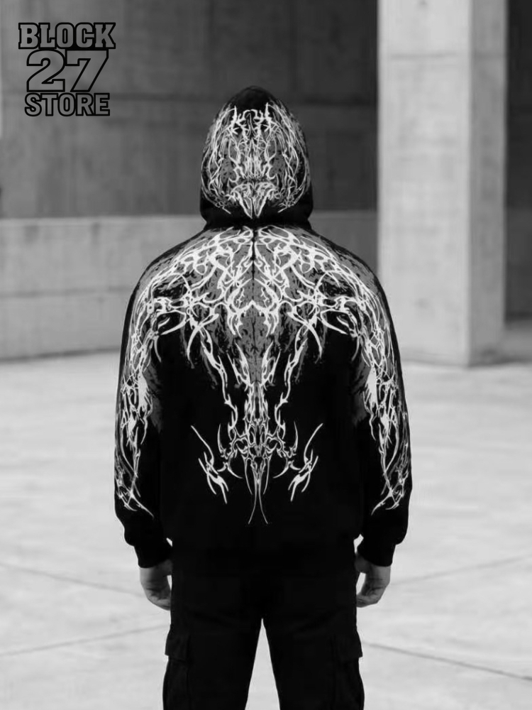 メンズパーカー原宿 Y2K ストリートウェアライトニンググラ - Mens Fashion Zip Up Hoodies のレビューと価格