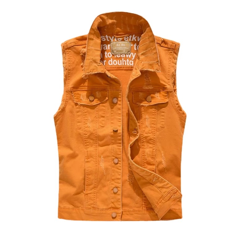 メンズブルーデニムジャケット,スリムフィット,ストリートウェ - Men'S Fashion Vest With Jeans のレビューと価格