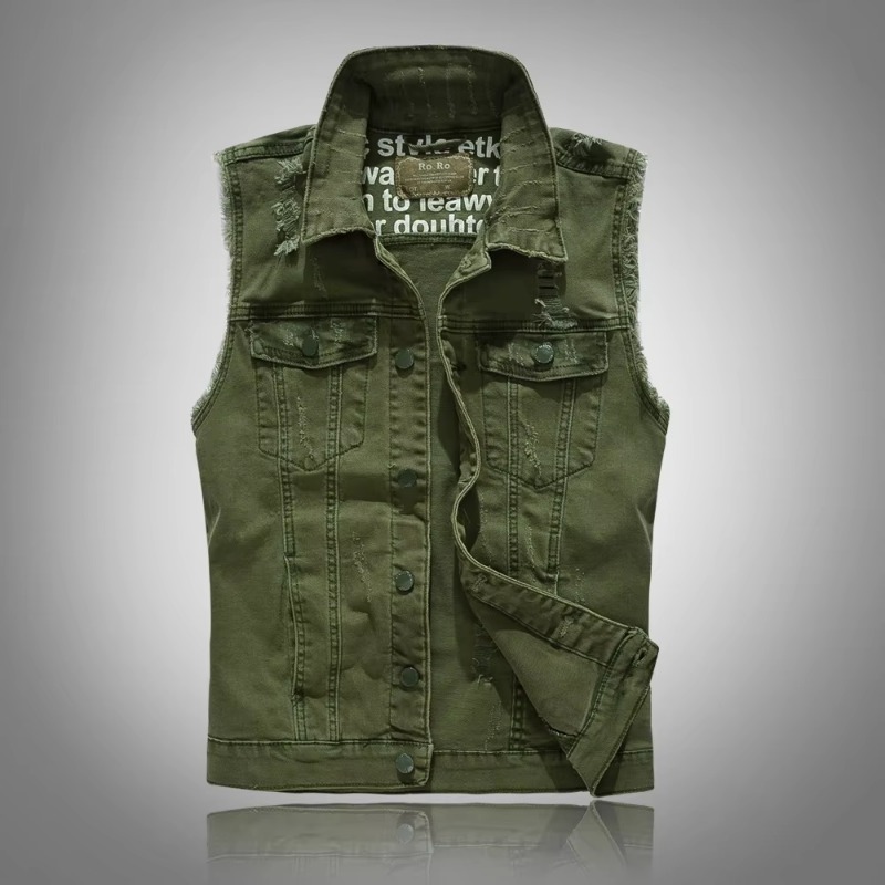 メンズブルーデニムジャケット,スリムフィット,ストリートウェ - Men'S Fashion Vest With Jeans のレビューと価格