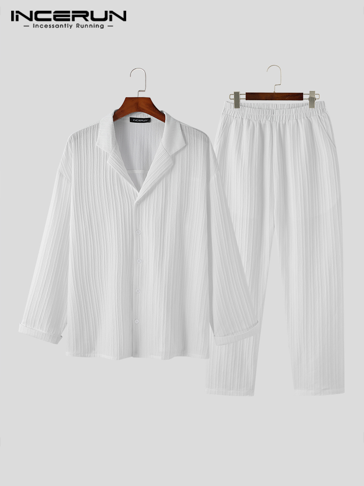 メンズ長袖シャツとパンツセット,スタイリッシュなストライプの - Mens Fashion In 40S のレビューと価格