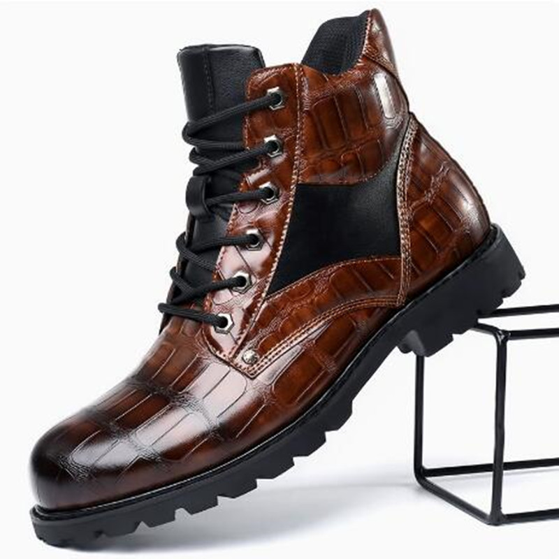 高級ブランド男性ブーツグリッドパターンスクエアヒール男性アン - Mens Fashion Zapatos のレビューと価格