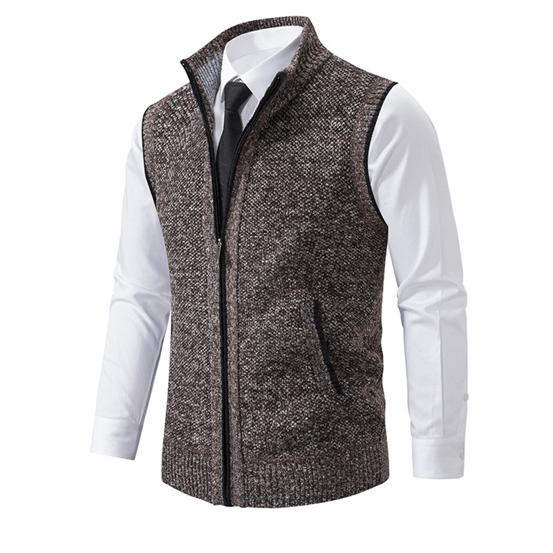 メンズ冬秋セーターベストニットノースリーブカーディガンスタン - Men'S Fashion Zip Sweater のレビューと価格