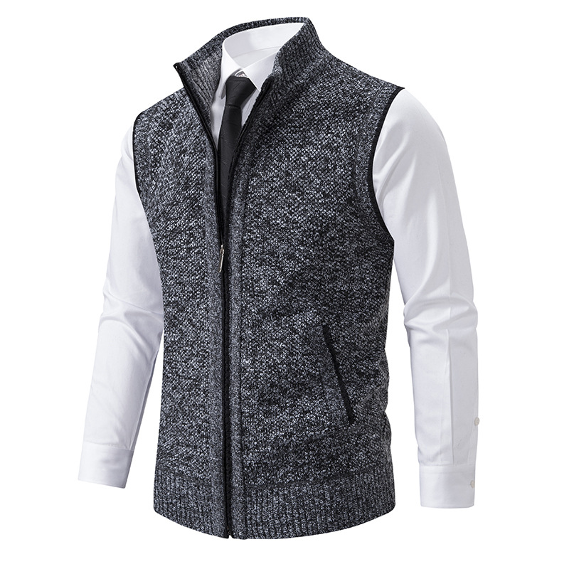 メンズ冬秋セーターベストニットノースリーブカーディガンスタン - Men'S Fashion Zip Sweater のレビューと価格