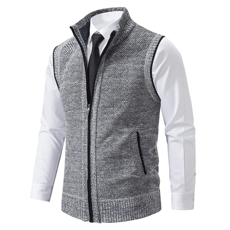 メンズ冬秋セーターベストニットノースリーブカーディガンスタン - Men'S Fashion Zip Sweater のレビューと価格