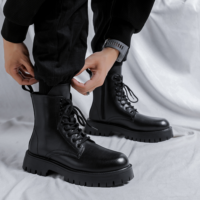 メンズラグジュアリーファッション 本革ブーツ ブラック ホワ - Men'S Fashion Footwear のレビューと価格