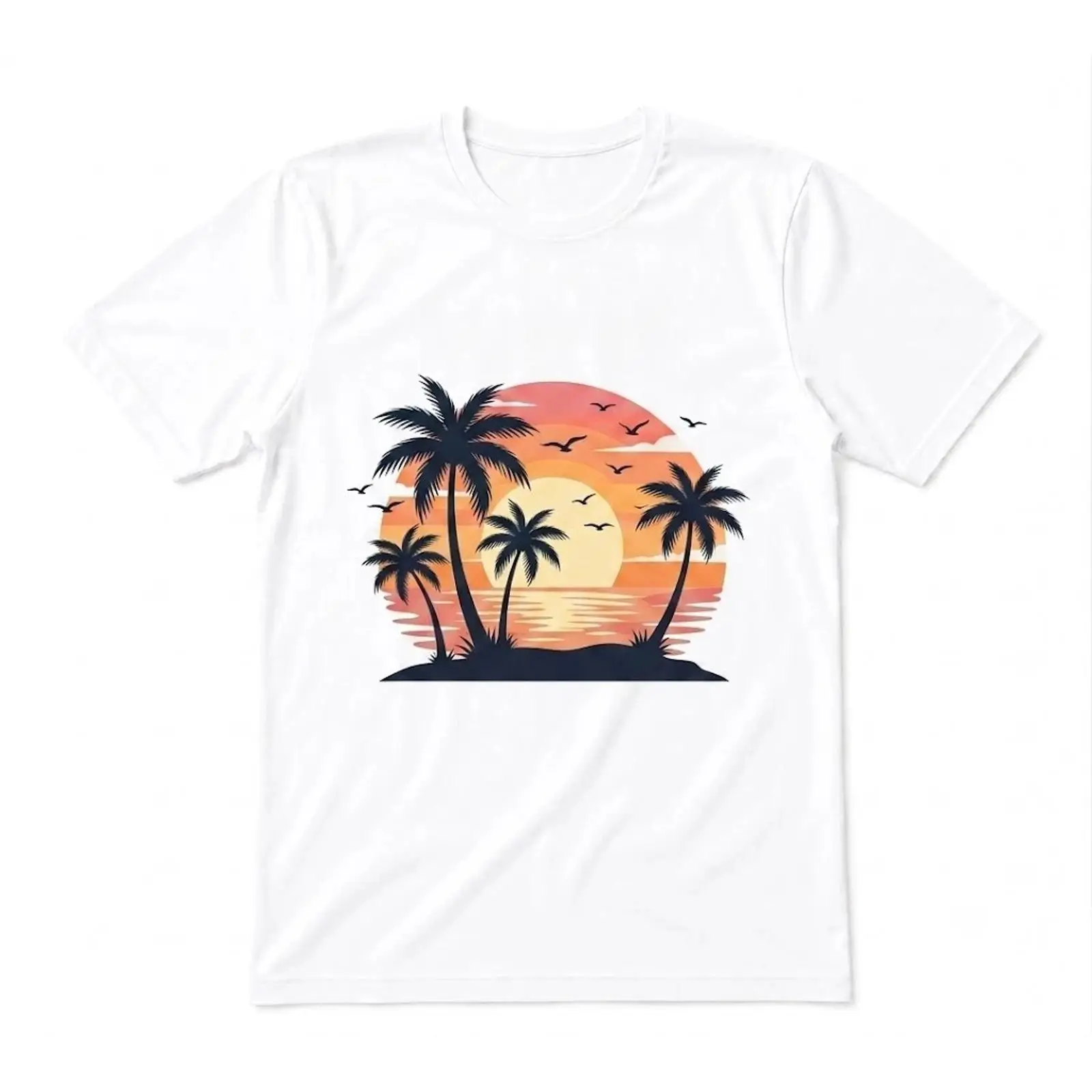 ビーチサンセットTシャツ、ヤシの木柄、白、画像1/3、ヴィン - Mens Fashion Style Images のレビューと価格