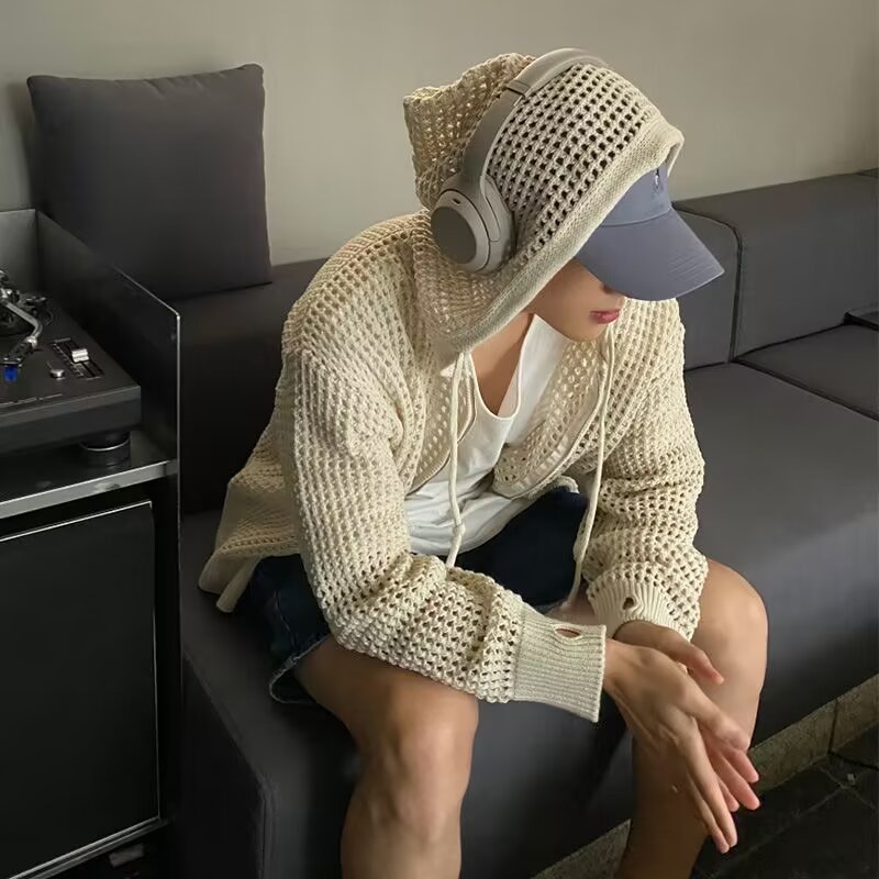 2026 メンズカジュアル中空コート通気性カーディガンセータ - Men'S Fashion Zip Sweater のレビューと価格