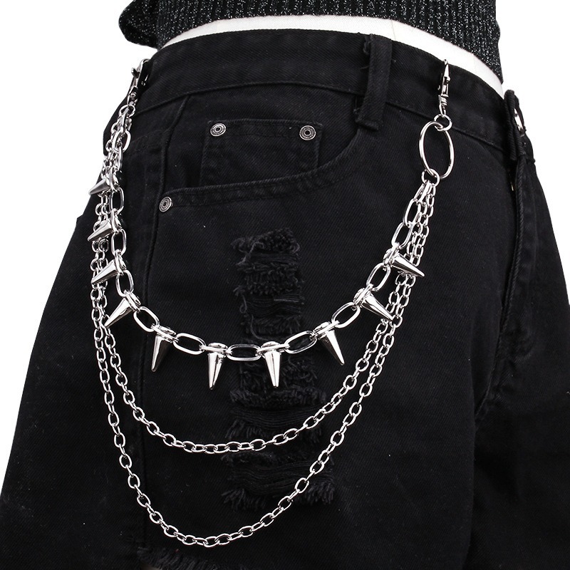 ヒップホップ パンクロック メタルパンツ ウエストチェーン  - Jeans Pants Fashion Men のレビューと価格