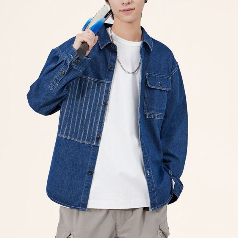 折り襟付きデニムジャケット,韓国のシックなメンズジャケット, - Men'S Fashion Now のレビューと価格