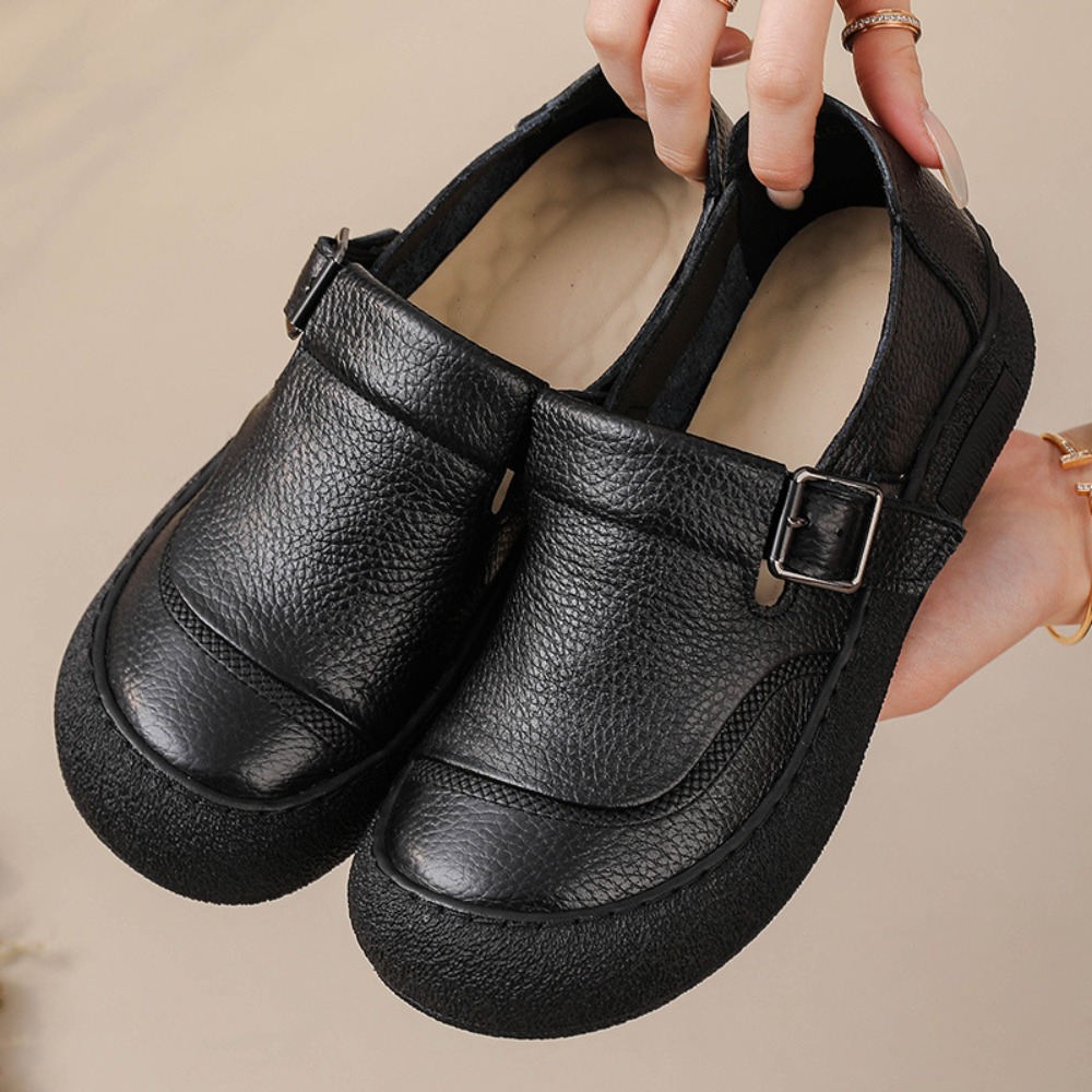 レディースカジュアルシングルシューズ 春秋新作 レトロスタイ - Leather Belt Braided のレビューと価格