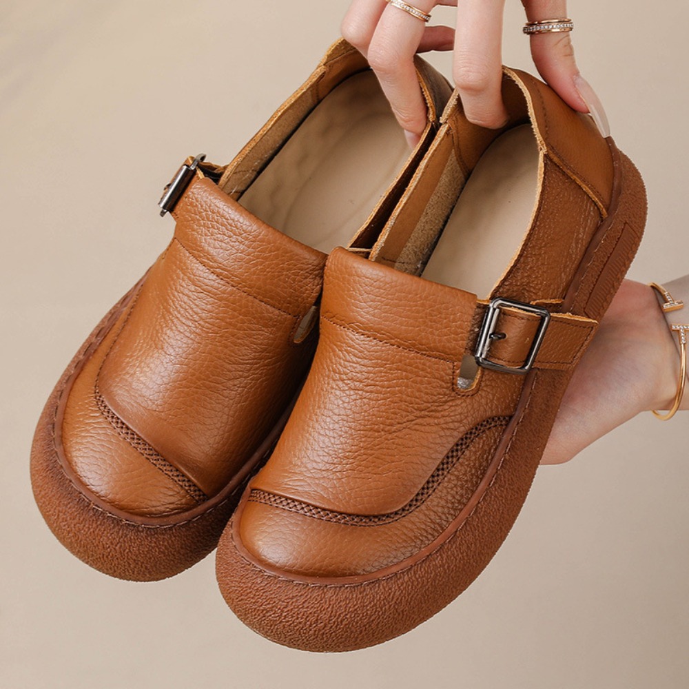レディースカジュアルシングルシューズ 春秋新作 レトロスタイ - Leather Belt Braided のレビューと価格