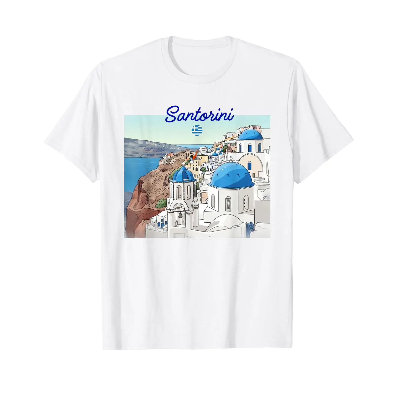 サントリーニ島ギリシャギリシャ国旗休暇アートブルードームTシ - Men'S Fashion Greece のレビューと価格