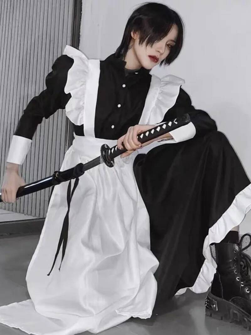 メイドコスチューム レディース メンズ デイリー コスプレ  - Men'S Fashion All Black Outfit のレビューと価格