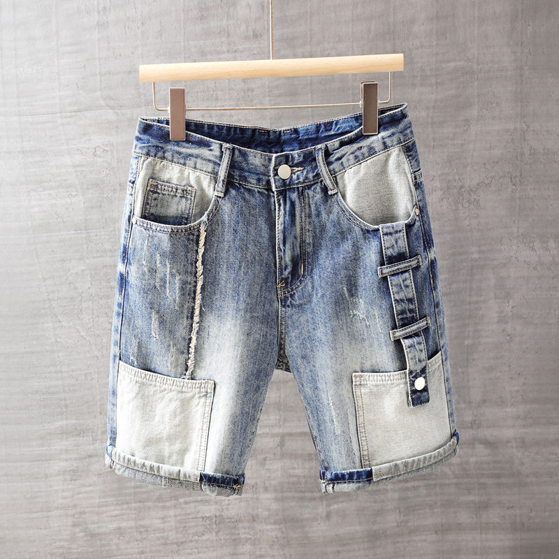 メンズショートジーンズパンツポケット付き洗濯ブルー男性デニム - Jeans Pants Fashion Men のレビューと価格