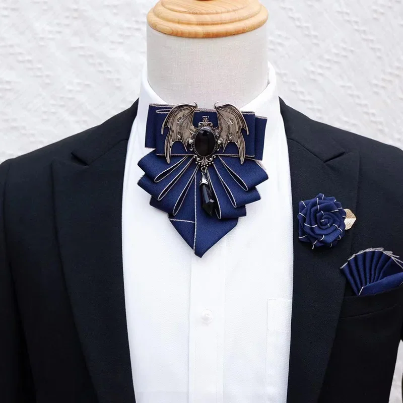 男性用の英国スタイルのボウブローチセット,花の襟付きのフォー - Mens Fashion Dress Shirts のレビューと価格