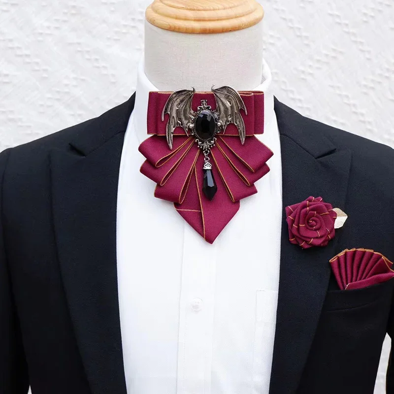 男性用の英国スタイルのボウブローチセット,花の襟付きのフォー - Mens Fashion Dress Shirts のレビューと価格