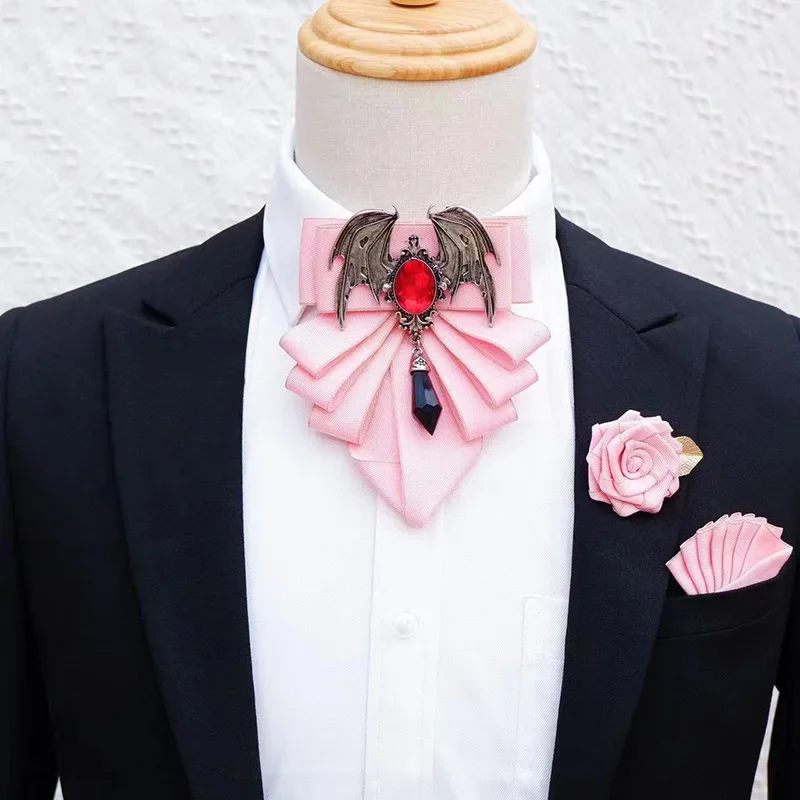 男性用の英国スタイルのボウブローチセット,花の襟付きのフォー - Mens Fashion Dress Shirts のレビューと価格