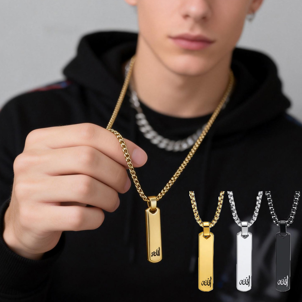 3Dバーネックレス、クールでシンプルなデザイン、女性男性向け - Men'S Fashion All Black Outfit のレビューと価格