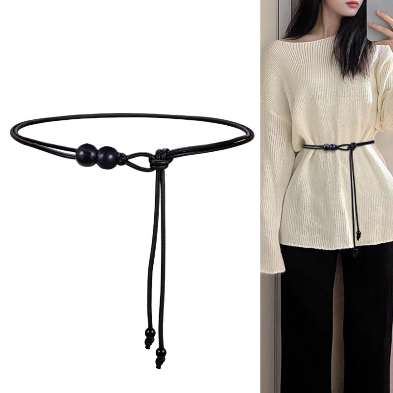 新しいレトロな女性の新しい中国風のウエストロープアセンブリド - Leather Belt Braided のレビューと価格