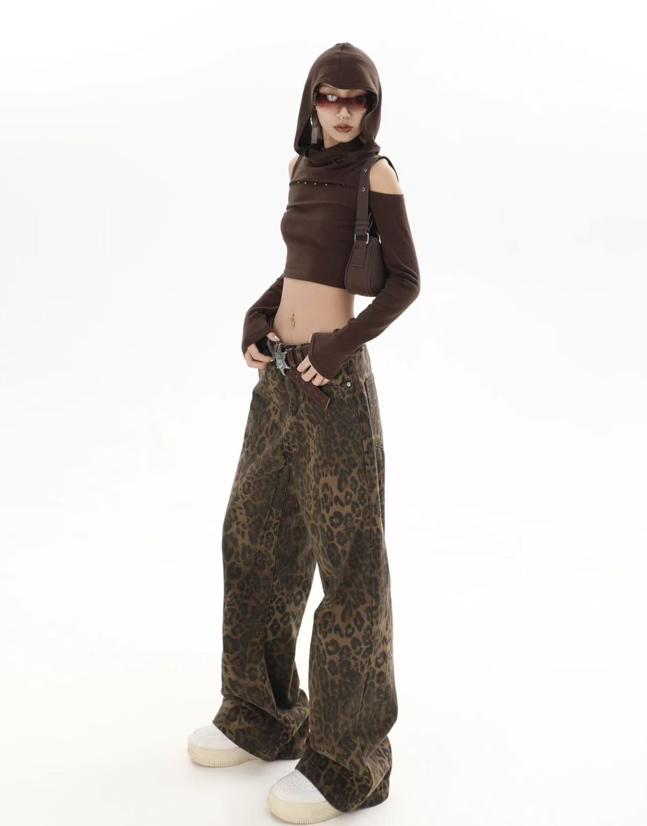 韓国原宿レトロ QICHE 男女兼用ハイストリートヒョウ柄ワ - Jeans Pants Fashion Men のレビューと価格