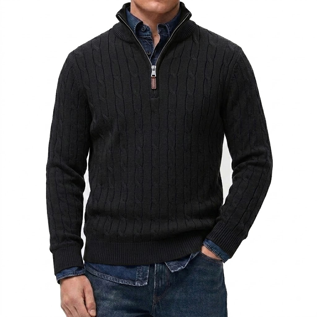 メンズカジュアルスタンドカラーカーディガン ハーフジップ ケ - Men'S Fashion Zip Sweater のレビューと価格