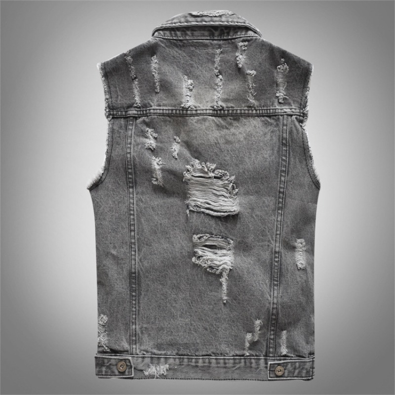 新しいファッション男性レトログレーデニムチョッキノースリーブ - Men'S Fashion Vest With Jeans のレビューと価格