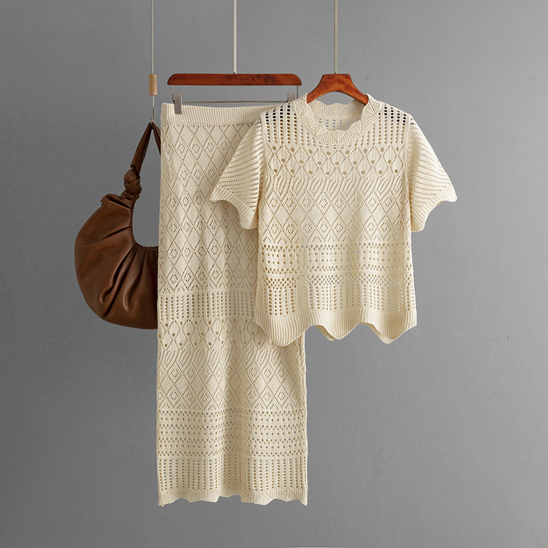 ファッションスーツ レディース 夏新作 無地 ホロー 半袖ニ - Men'S Fashion Today のレビューと価格