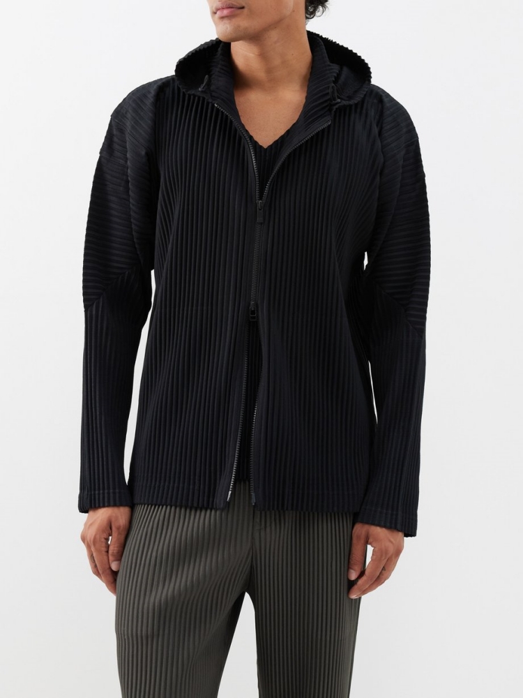 ミヤケプリーツ メンズ ジップアップ プリーツフーディー ク - Mens Fashion Zip Up Hoodies のレビューと価格