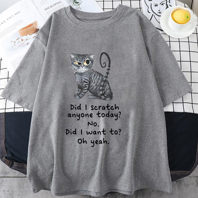 ファッションユニセックスTシャツ グレーの虎目猫柄プリント入 - Men'S Fashion Today のレビューと価格
