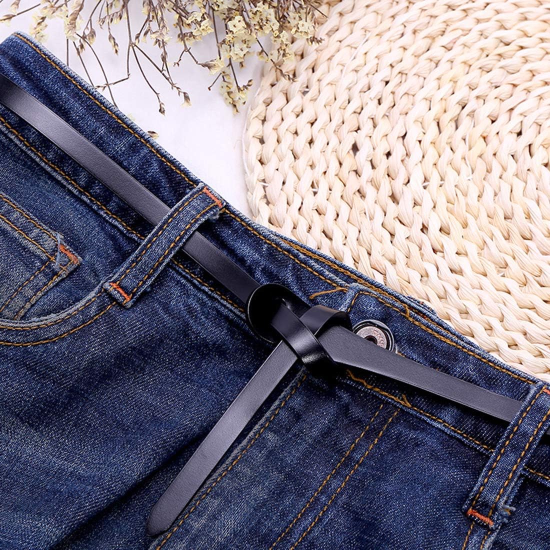 女性のためのレトロなウエストシンチレザーベルト、バックルなし - Leather Belt Braided のレビューと価格